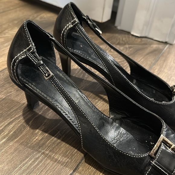 PRADA VINTAGE Pointed Toe Buckle Kitten Heel Slingback Mule Size 36 - Picture 5 of 8